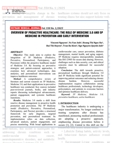 For the first time, the Institute of Holistic Health Studies published a scientific article on Medicine 3.0 in the Vietnam Journal of Medicine.